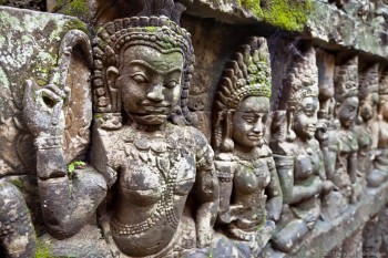Sculptures Elephant Terrasse Angkor Cambodge